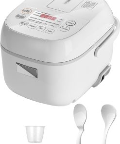 Toshiba Small Rice Cooker 3 Cup Uncooked – LCD Display with 8 Cooking Functions, Fuzzy Logic Technology, 24-Hr Delay Timer and Auto Keep Warm