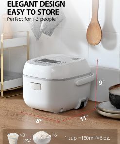 Toshiba Small Rice Cooker 3 Cup Uncooked – LCD Display with 8 Cooking Functions, Fuzzy Logic Technology, 24-Hr Delay Timer and Auto Keep Warm 7