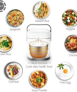 TLOG Mini Rice Cooker 2.5 Cups Uncooked, Healthy Ceramic Coating Portable Rice Cooker, 1.2L Travel Rice Cooker Small for 1-3 People, Personal Rice maker 5