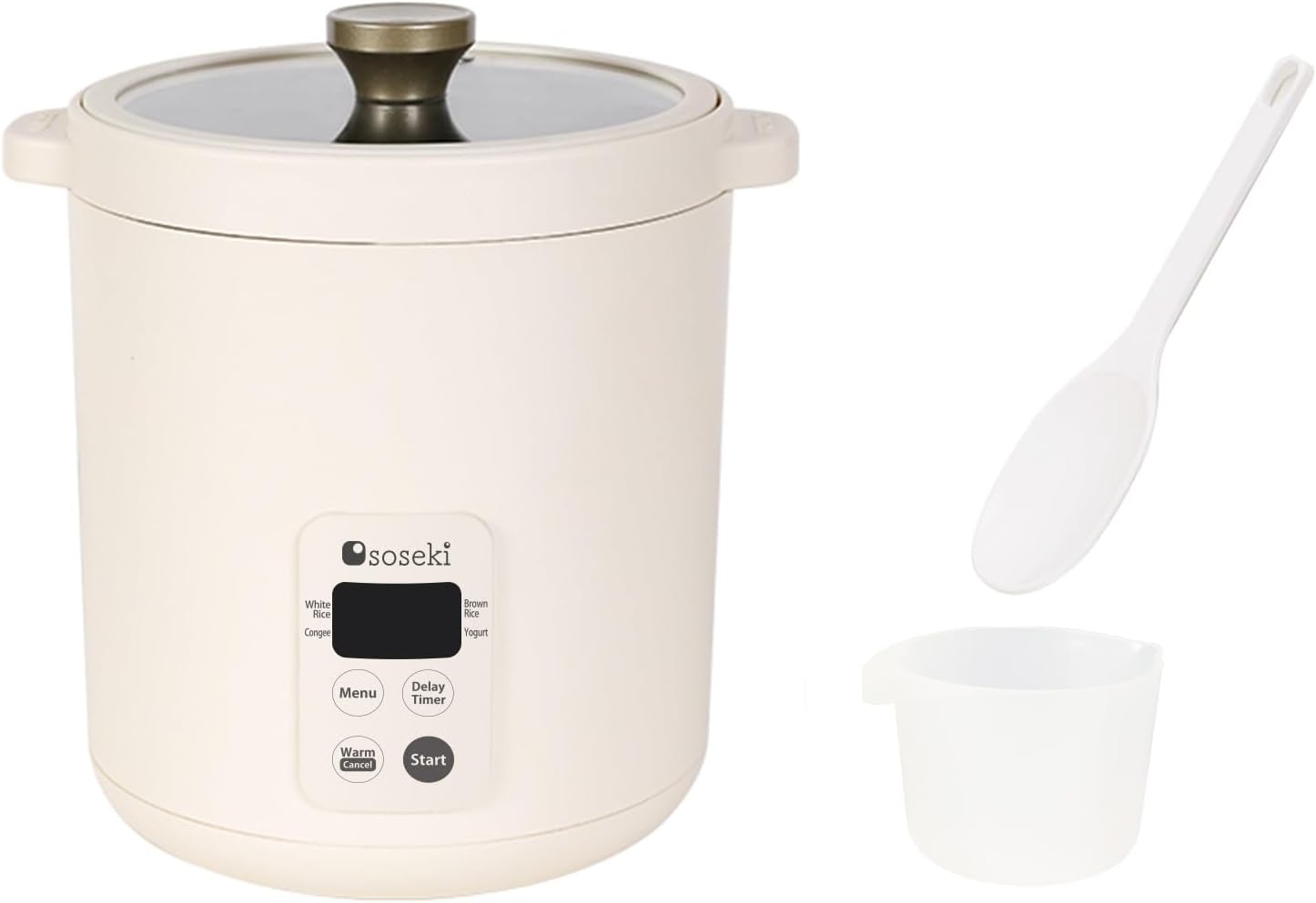 soseki Mini Rice Cooker 2 Cup, Digital Electric Rice Cooker Small With 4 Pre-Set Recipes, 1.3qt 120v Non-Stick Small Rice Cooker - 1