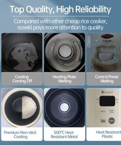 soseki Mini Rice Cooker 2 Cup, Digital Electric Rice Cooker Small With 4 Pre-Set Recipes, 1.3qt 120v Non-Stick Small Rice Cooker - 4