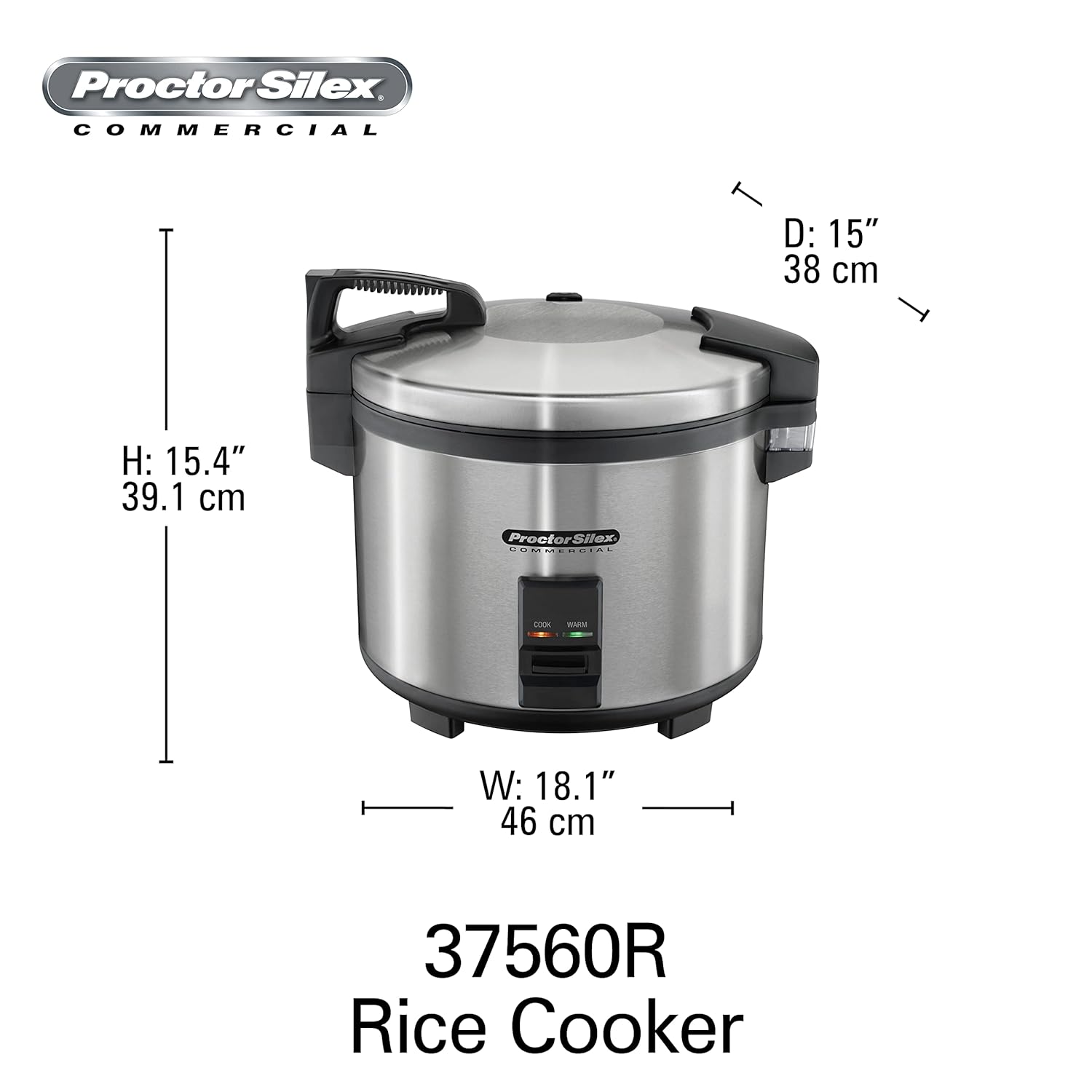 Hamilton Beach Proctor Silex Commercial 37560R Rice Cooker-Warmer, 60 Cups Cooked Rice, Non-Stick Pot, Hinged Lid, Stainless Steel Housing, 1 Year Warranty - 5