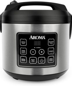 Aroma Housewares 20 Cup Cooked (10 cup uncooked) Digital Rice Cooker, Slow Cooker, Food Steamer, SS Exterior (ARC-150SB),Black - 1