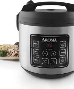 Aroma Housewares 20 Cup Cooked (10 cup uncooked) Digital Rice Cooker, Slow Cooker, Food Steamer, SS Exterior (ARC-150SB),Black - 7
