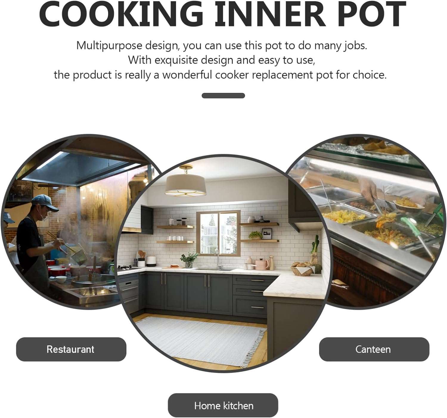 Yardwe Rice Cooker Inner Pot, Stainless Steel Inner Cooking Pot Non-Stick Rice Cooker Pot for Home Kitchen 2L - 9