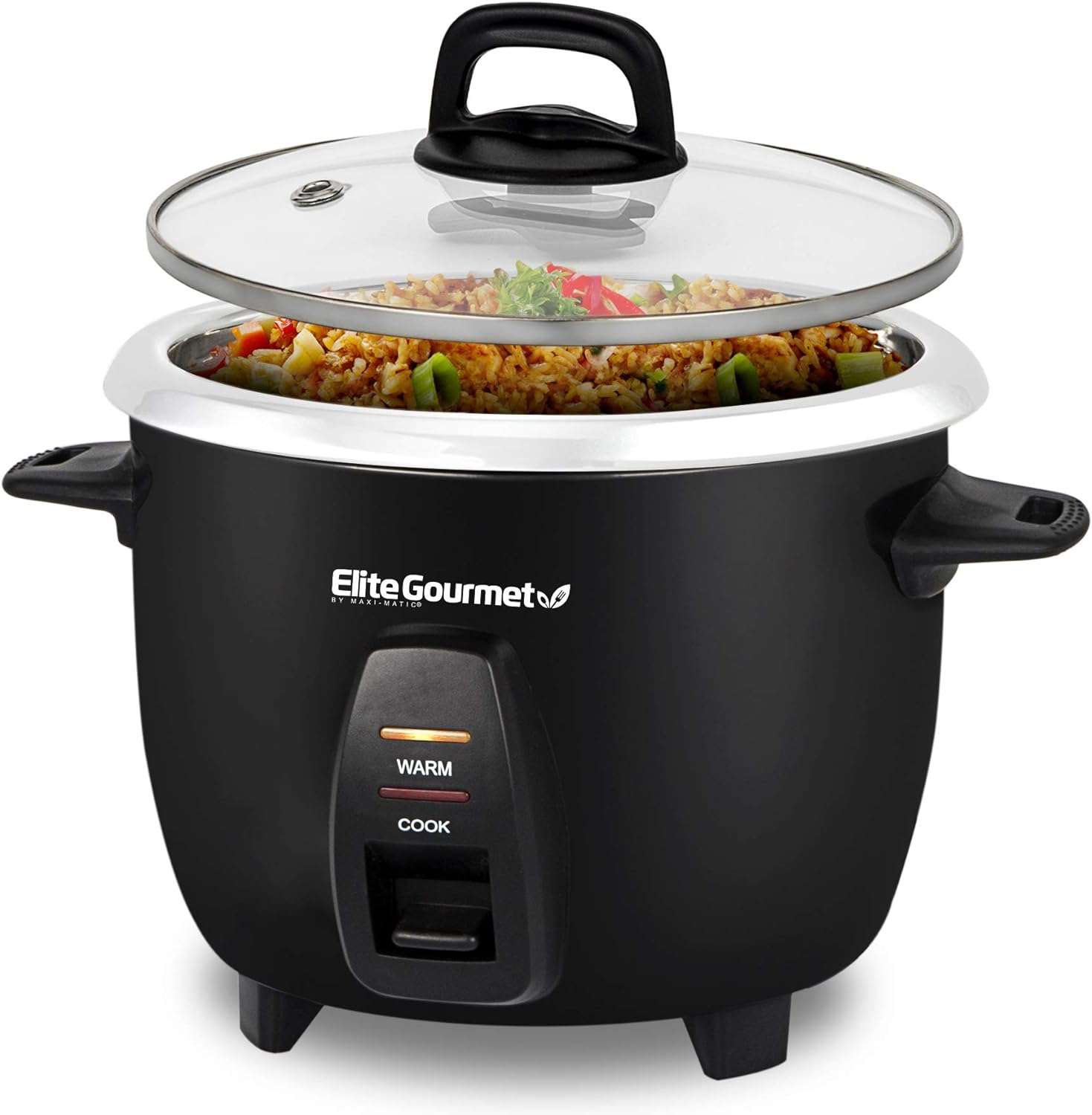 Elite Gourmet ERC2010B Electric Rice Cooker with Stainless Steel Inner Pot Makes Soups, Stews, Porridge's, Grains and Cereals, 10 cups cooked, Black - 2