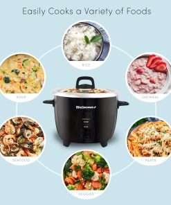 Elite Gourmet ERC2010B Electric Rice Cooker with Stainless Steel Inner Pot Makes Soups, Stews, Porridge's, Grains and Cereals, 10 cups cooked, Black - 4