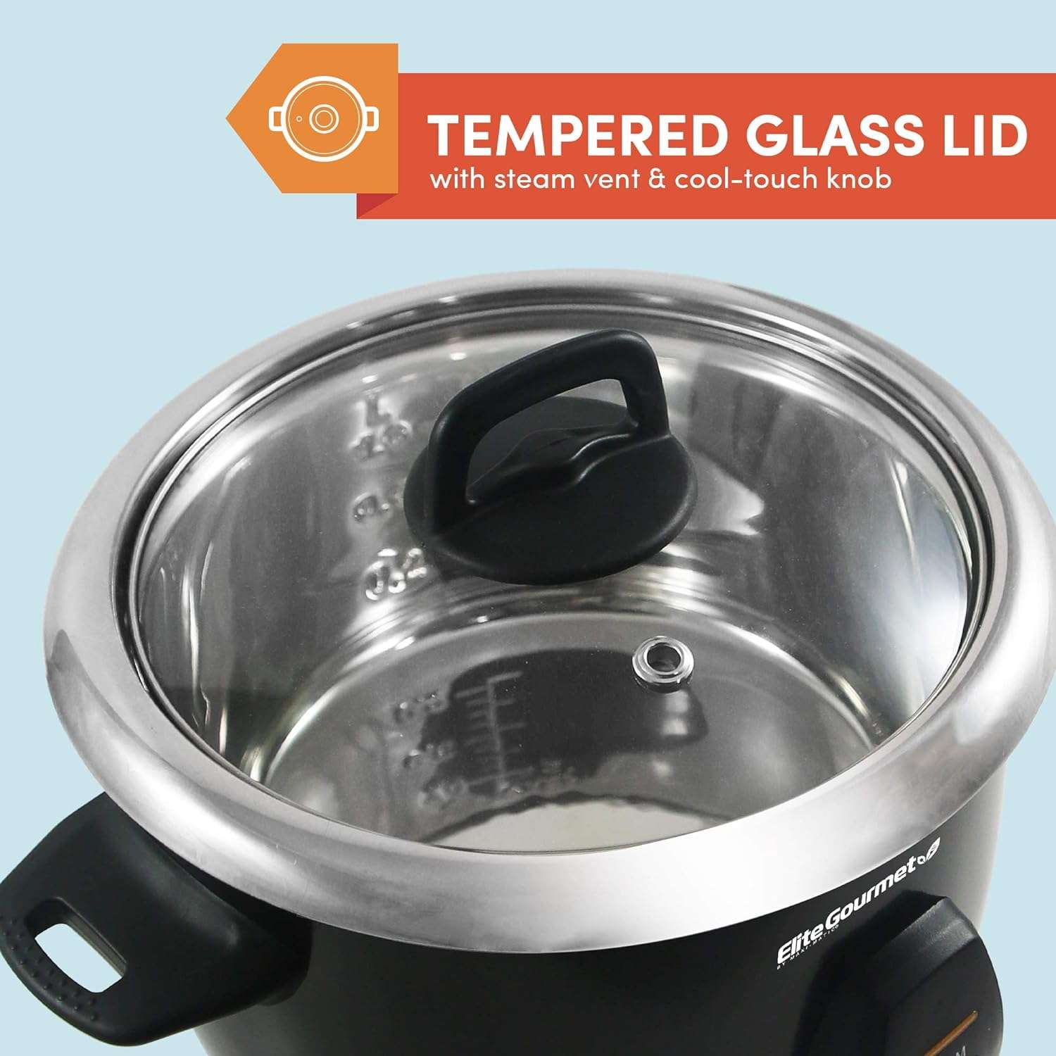 Elite Gourmet ERC2010B Electric Rice Cooker with Stainless Steel Inner Pot Makes Soups, Stews, Porridge's, Grains and Cereals, 10 cups cooked, Black - 5