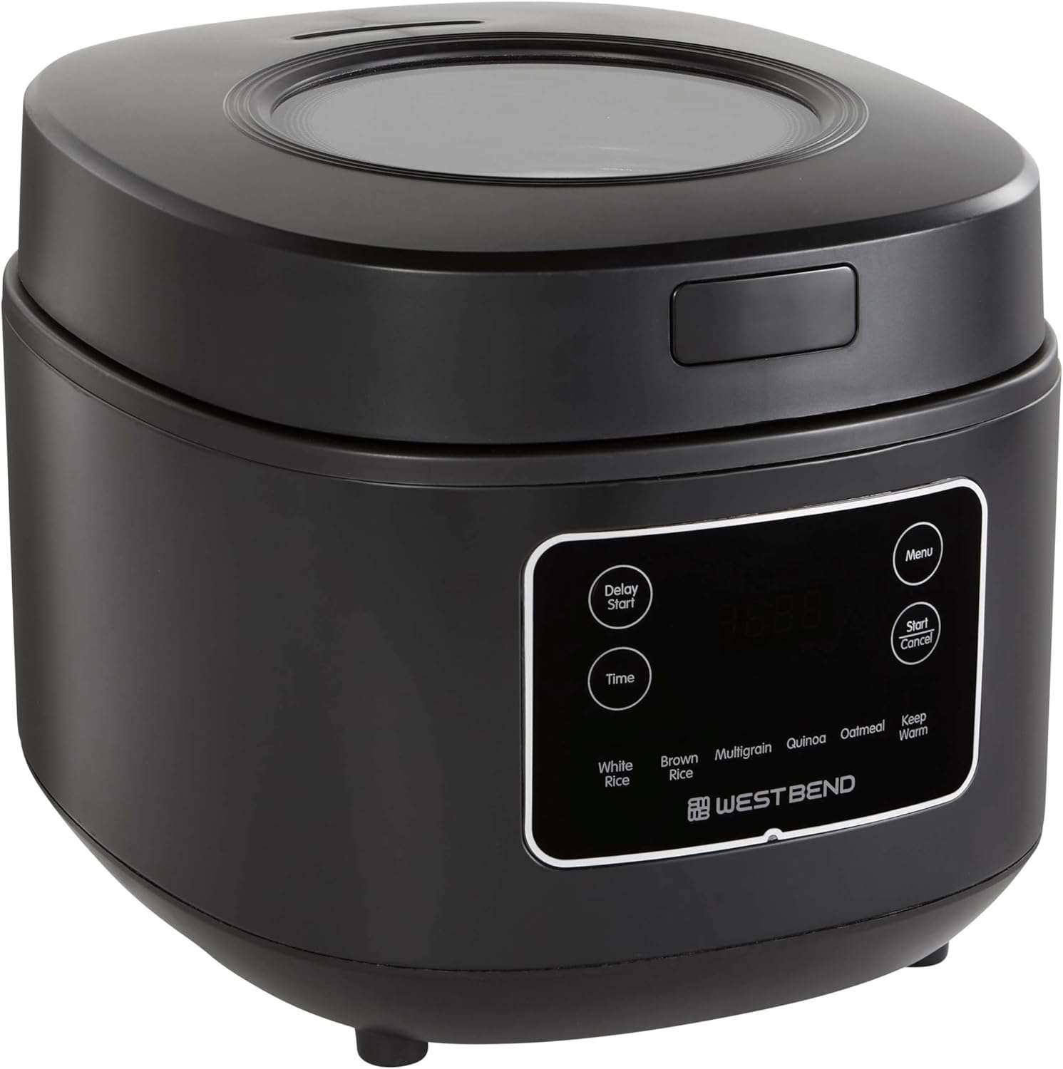West Bend Programmable Rice & Grain Cooker with 7 Preset Functions, Includes Delay Start and Keep Warm, Features Easy View Window & Steam Basket, 12 Cups Cooked - 1