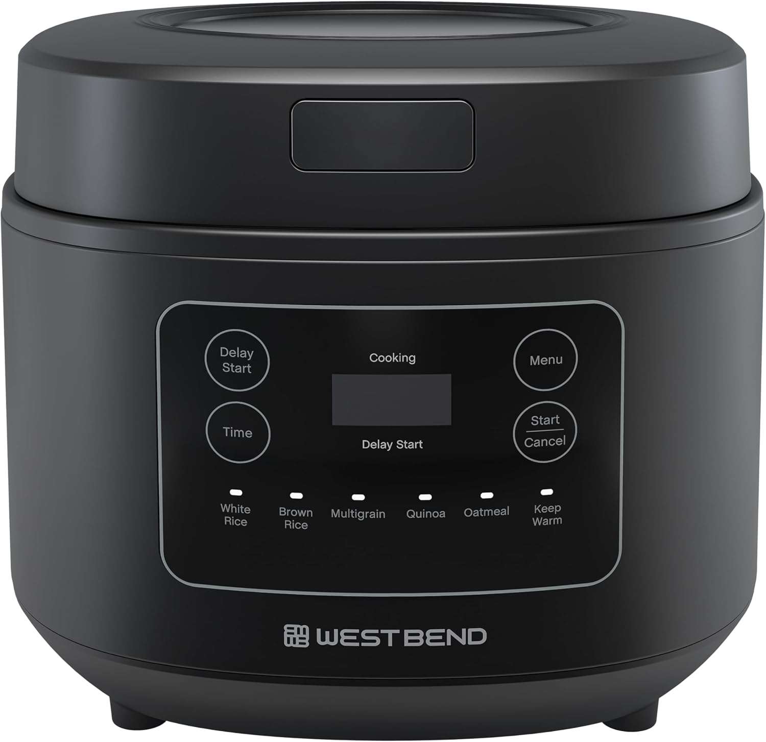 West Bend Programmable Rice & Grain Cooker with 7 Preset Functions, Includes Delay Start and Keep Warm, Features Easy View Window & Steam Basket, 12 Cups Cooked - 10
