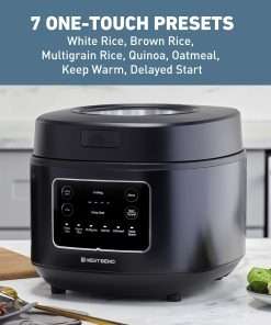 West Bend Programmable Rice & Grain Cooker with 7 Preset Functions, Includes Delay Start and Keep Warm, Features Easy View Window & Steam Basket, 12 Cups Cooked - 4