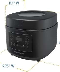 West Bend Programmable Rice & Grain Cooker with 7 Preset Functions, Includes Delay Start and Keep Warm, Features Easy View Window & Steam Basket, 12 Cups Cooked - 6