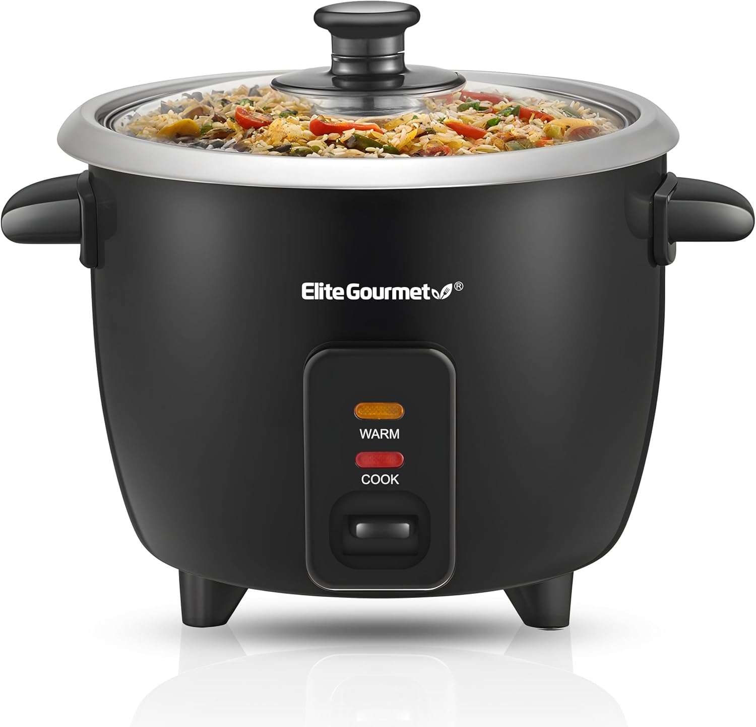 Elite Gourmet ERC003B Electric Rice Cooker with Automatic Keep Warm Makes Soups, Stews, Grains, Hot Cereals, 6 Cups Cooked (3 Cups Uncooked), Black - 1