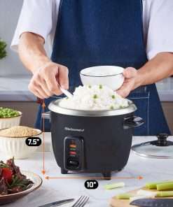 Elite Gourmet ERC003B Electric Rice Cooker with Automatic Keep Warm Makes Soups, Stews, Grains, Hot Cereals, 6 Cups Cooked (3 Cups Uncooked), Black - 4