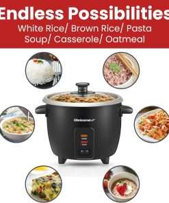Elite Gourmet ERC003B Electric Rice Cooker with Automatic Keep Warm Makes Soups, Stews, Grains, Hot Cereals, 6 Cups Cooked (3 Cups Uncooked), Black - 7