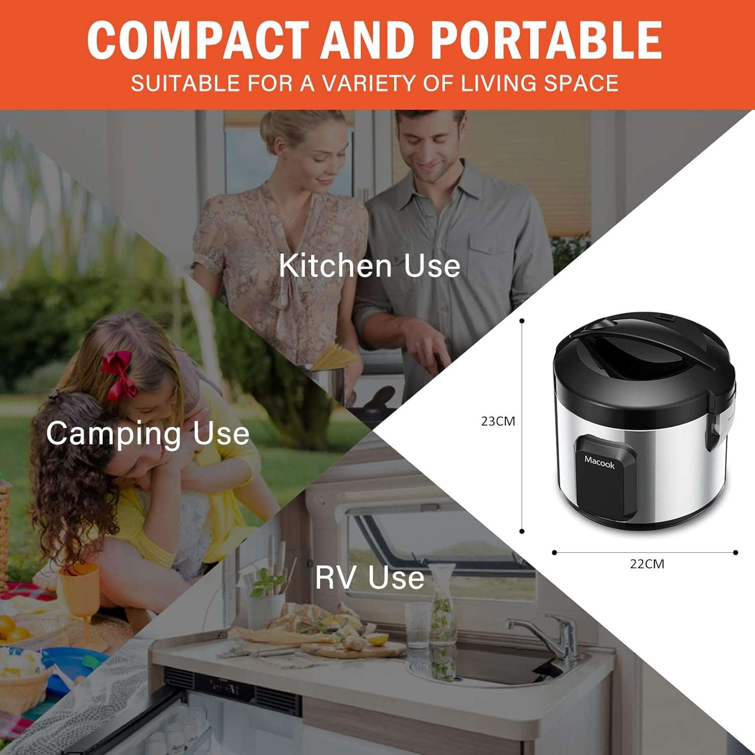 Small Rice Cooker and Food Steamer, 3-4 Cups Uncooked(6-8 Cups Cooked) Mini Rice Maker, Removable Non-Stick Pot Suitable for Cooking, Soups, Stewing, Steaming, Automatic Keep Warm Function - 6
