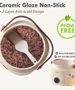 Stariver Small Rice Cooker, 2 Cups Uncooked Mini Portable Rice Cooker with Handle, Non-Stick Ramen Cooker, Rice Maker with Keep Warm & Delay Start Function, Electric Pot - 2