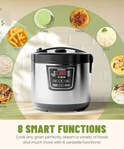 20 Cup Cooked (10 cup uncooked) Rice Cooker with 8 Functions, Healthy Cooking Ceramic Coating Pot, Removable Inner Coverwith Steamer, Silver - 4