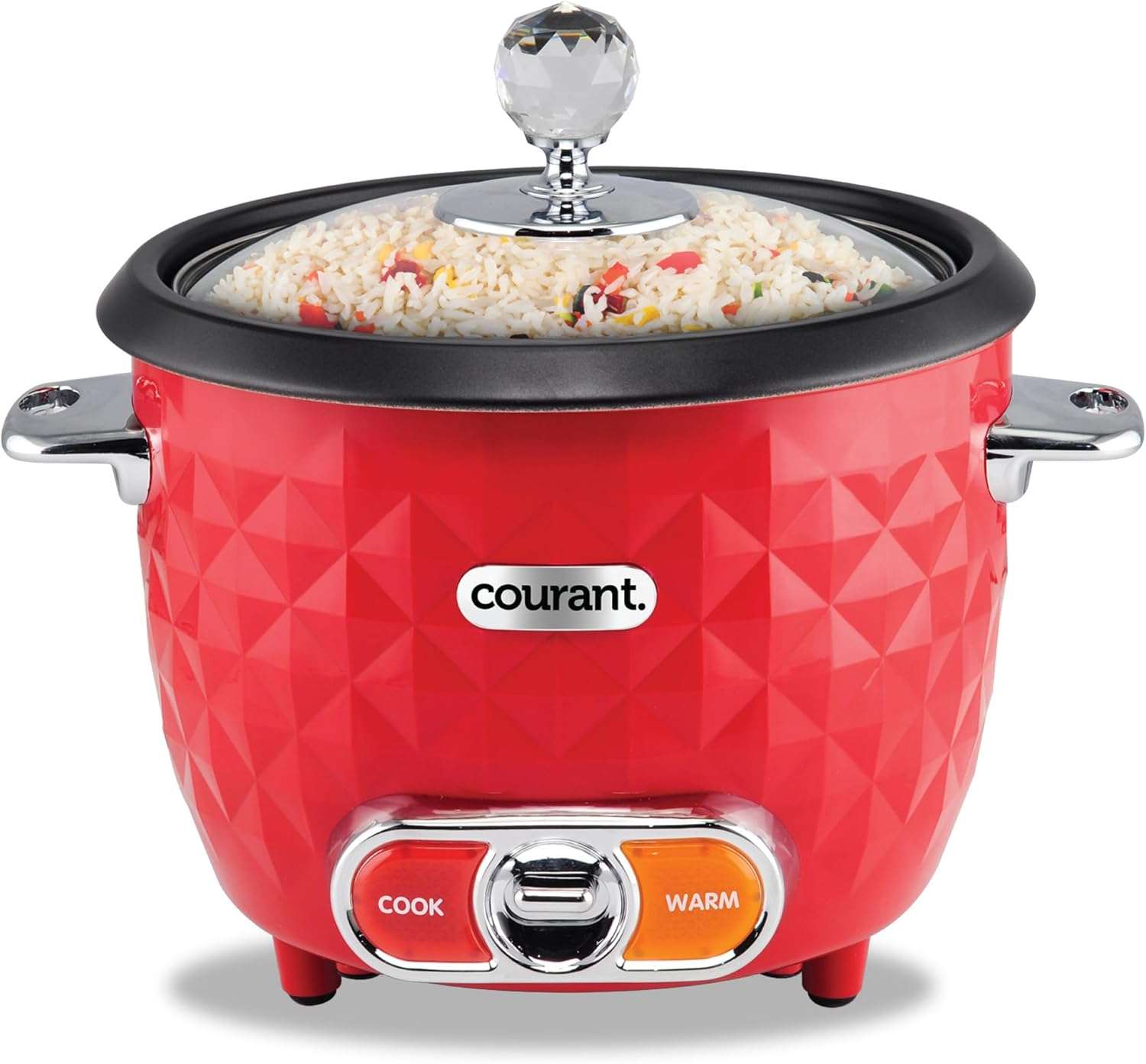 Courant 10-Cup (Cooked) - 5-Cup Uncooked Rice Cooker and Steamer with One-Touch Operation, Automatic Keep Warm Function, red - 1