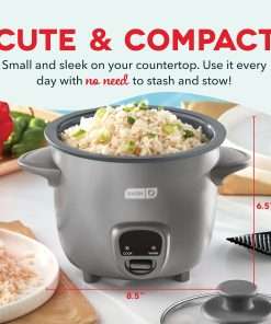 DASH Mini Rice Cooker Steamer with Removable Nonstick Pot, Keep Warm Function & Recipe Guide, .5 Quart, for Soups, Stews, Grains & Oatmeal - Graphite - 2