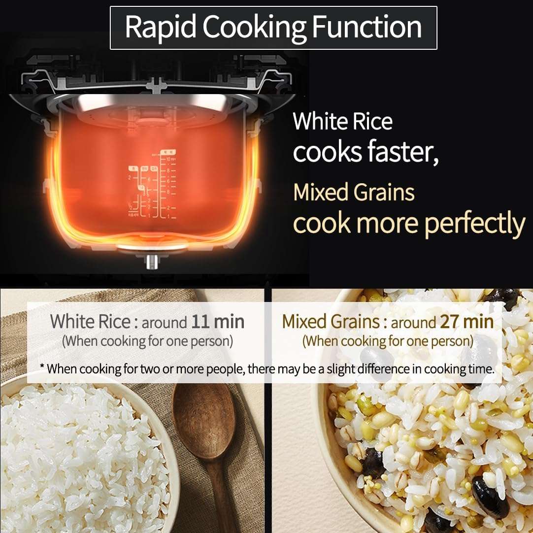 IH Induction Heating Dual Pressure Rice Cooker, 6 Person - 6-cup, 1.14Quarts 12-cup, 2.28Quarts, Full Stainless Inner Pot, Automatic High-Non-Pressure, Easy Open Handle, Auto Steam Clean - 6