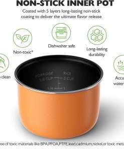 TLOG Mini Rice Cooker 2-Cup Uncooked, Healthy Non-stick Coating 1.2L Small Rice Maker for 1-3 People, Portable Travel Fast Cooker with Steam Tray, Rice Maker for Grains, White Rice - 5