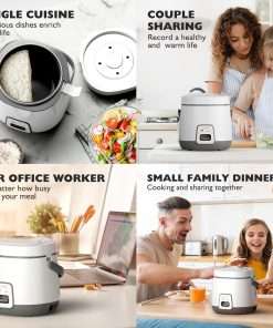 TLOG Mini Rice Cooker 2-Cup Uncooked, Healthy Non-stick Coating 1.2L Small Rice Maker for 1-3 People, Portable Travel Fast Cooker with Steam Tray, Rice Maker for Grains, White Rice - 6