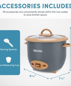 AROMA® 6-Cup (Cooked) One-Touch Pot Style Rice Cooker with CoreCoat™ PFAS-Free Nonstick Ceramic Surface (1.5 Quarts) - 4