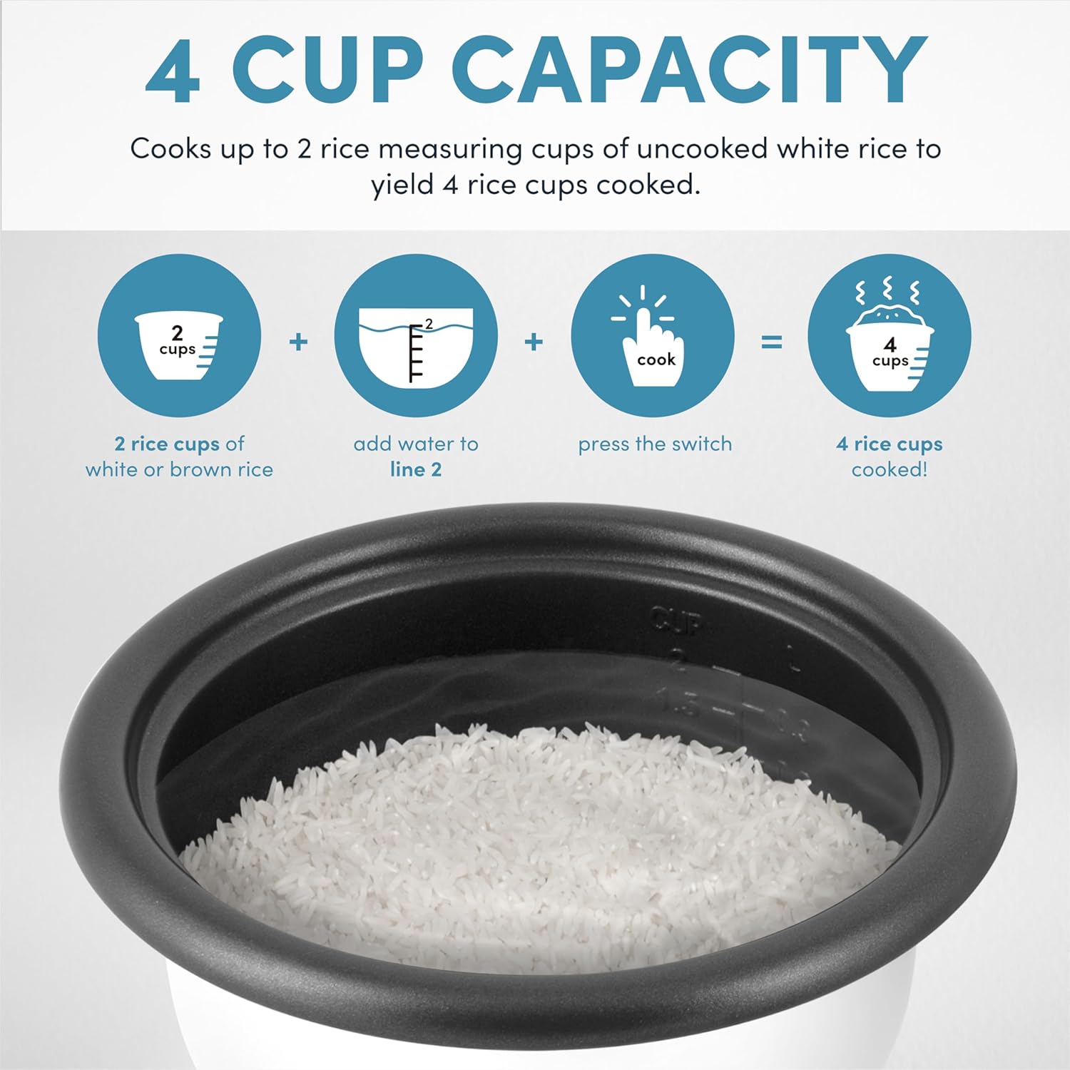 AROMA® Mini Rice Cooker, 2-Cup (Uncooked) - 4-Cup (Cooked), Grain Cooker, Soup Maker, Oatmeal Cooker, Auto Keep Warm, 1 Qt, Milk Tea color - 2