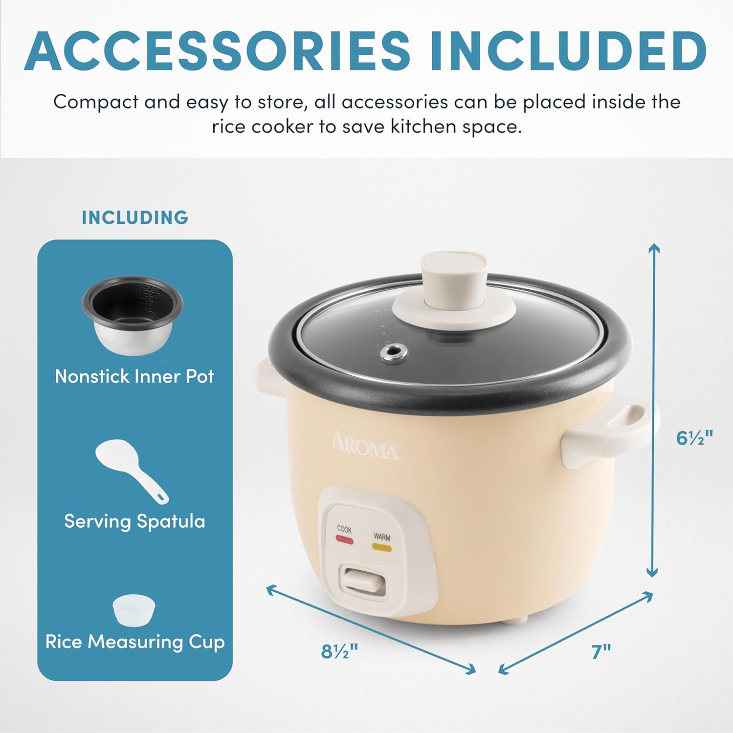 AROMA® Mini Rice Cooker, 2-Cup (Uncooked) - 4-Cup (Cooked), Grain Cooker, Soup Maker, Oatmeal Cooker, Auto Keep Warm, 1 Qt, Milk Tea color - 3