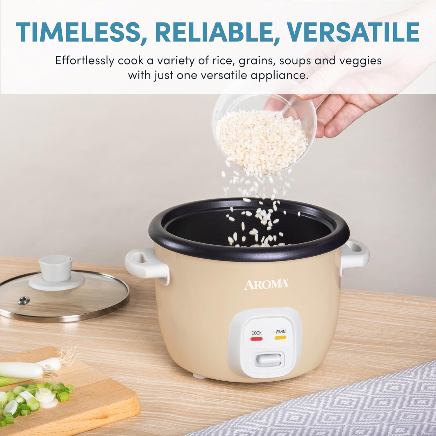 AROMA® Mini Rice Cooker, 2-Cup (Uncooked) - 4-Cup (Cooked), Grain Cooker, Soup Maker, Oatmeal Cooker, Auto Keep Warm, 1 Qt, Milk Tea color - 4