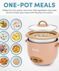 AROMA® 6-Cup (Cooked) One-Touch Pot Style Rice Cooker with CoreCoat™ PFAS-Free Nonstick Ceramic Surface (1.5 Quarts) - 2