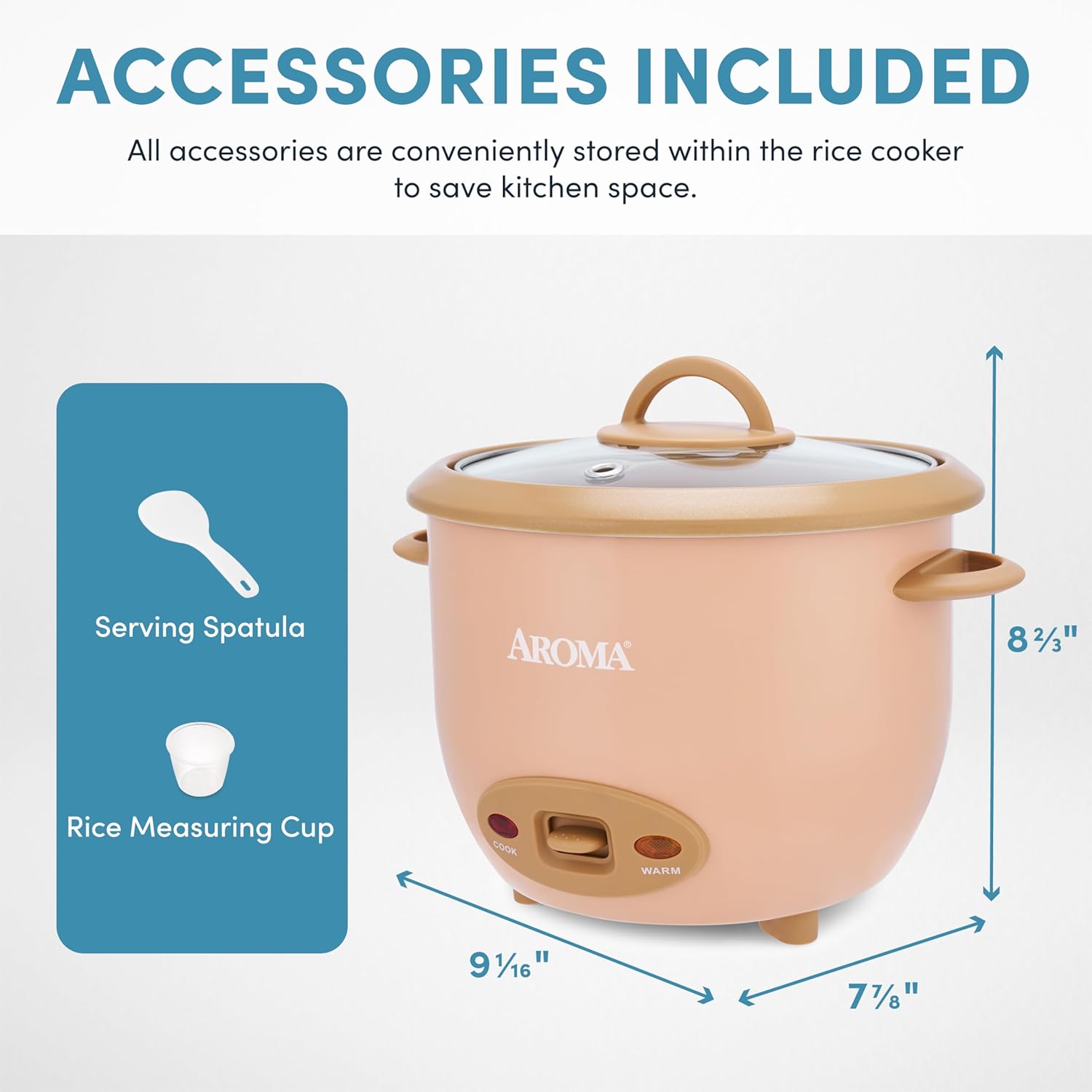 AROMA® 6-Cup (Cooked) One-Touch Pot Style Rice Cooker with CoreCoat™ PFAS-Free Nonstick Ceramic Surface (1.5 Quarts) - 4