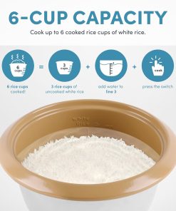 AROMA® 6-Cup (Cooked) One-Touch Pot Style Rice Cooker with CoreCoat™ PFAS-Free Nonstick Ceramic Surface (1.5 Quarts) - 5
