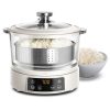 COOK WITH COLOR 3L Glass Mini Low Carb Rice Cooker – Holds 2 Cups Raw-Makes 6 Cups Cooked with Auto Lift Filter Basket, Hotpot & Steamer for Rice, Grains, Digital Panel with Keep Warm, Cream - 1