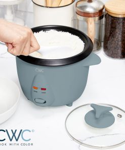 COOK WITH COLOR 6 Cup Rice Cooker 300W - Effortless Cooking and Perfectly, Cooks 3 Cups of Raw Rice for 6 Cups of Cooked Rice, Slate Blue - 2