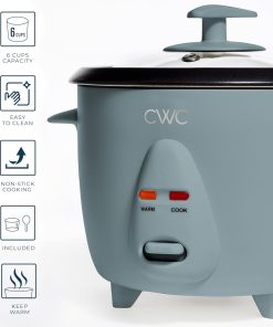 COOK WITH COLOR 6 Cup Rice Cooker 300W - Effortless Cooking and Perfectly, Cooks 3 Cups of Raw Rice for 6 Cups of Cooked Rice, Slate Blue - 3