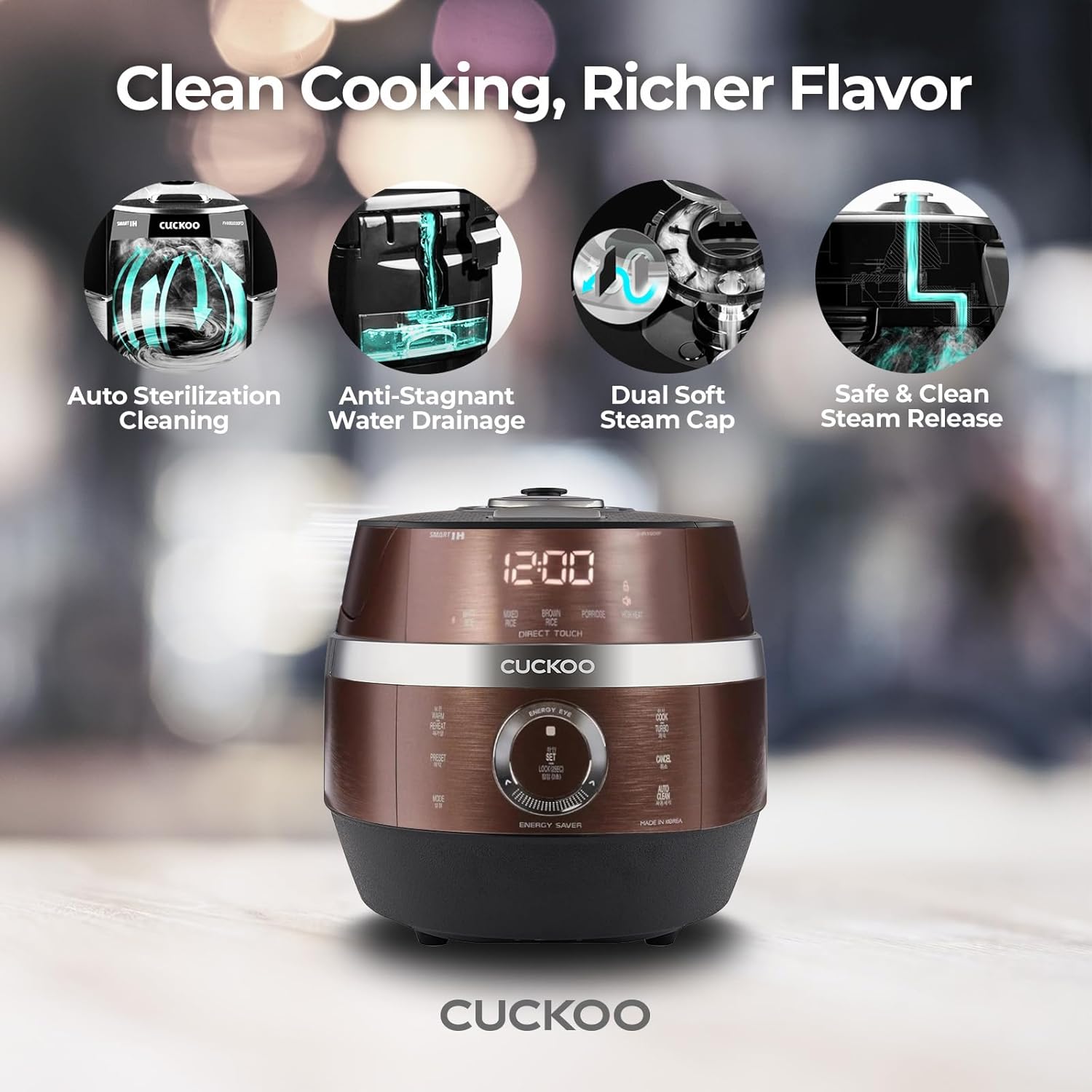 CUCKOO High Pressure Rice Cooker 6-Cup Uncooked - 12-Cup Cooked with Induction Heating Technology, Versatile Rice Maker with 16 Menu Options - 6