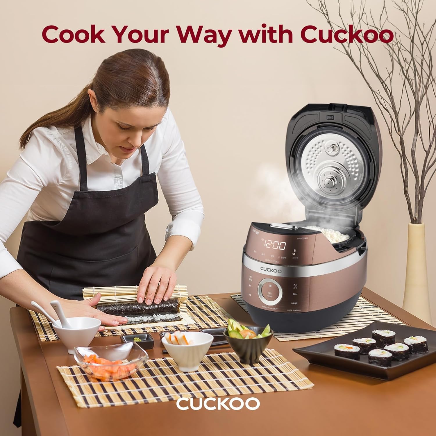 CUCKOO High Pressure Rice Cooker 6-Cup Uncooked - 12-Cup Cooked with Induction Heating Technology, Versatile Rice Maker with 16 Menu Options - 8