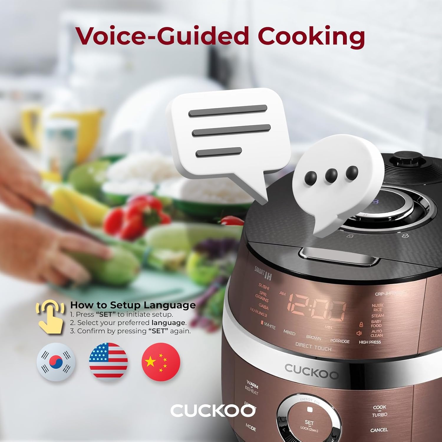 CUCKOO High Pressure Rice Cooker 6-Cup Uncooked - 12-Cup Cooked with Induction Heating Technology, Versatile Rice Maker with 16 Menu Options - 9