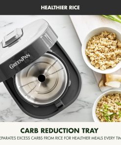 GreenPan Rice Cooker, 8 Cups Cooked (4 Uncooked), Low-Carb & Soup Mode,10 ONE-TOUCH Cooking Presets, PFAS-Free Ceramic Steamer Basket, Fuzzy Logic, Auto Keep Warm, Oats, 24HR Delay Timer, Graphite - 6