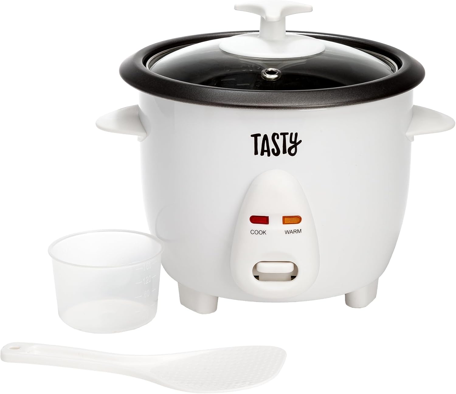 Tasty Mini Rice Cooker with Removable Nonstick Bowl and Auto Keep Warm Function, Great For Soups, Stews, Grains and Oats, 6 Cups Cooked (3 Cups Uncooked), 1.5-Quart, White - 1