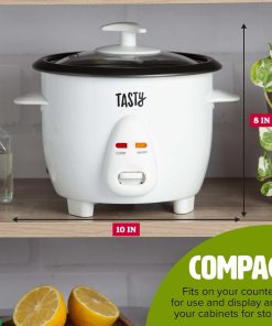 Tasty Mini Rice Cooker with Removable Nonstick Bowl and Auto Keep Warm Function, Great For Soups, Stews, Grains and Oats, 6 Cups Cooked (3 Cups Uncooked), 1.5-Quart, White - 3