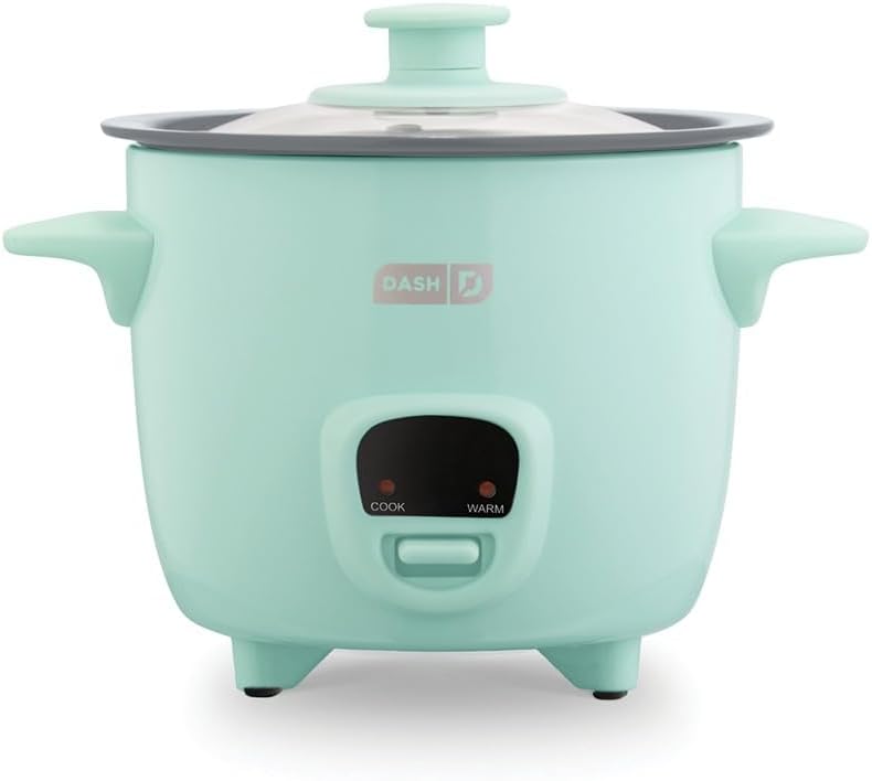 Dash Mini Ceramic Rice Cooker - Designed for Single-Serve Cooking - Compact Rice Cooker with Nonstick Removable Pot, Keep Warm Function & Easy-to-Clean Sleek Design - Aqua Ceramic - 1