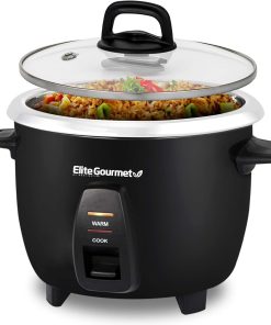 Elite Gourmet ERC2010B Electric Rice Cooker with Stainless Steel Inner Pot Makes Soups, Stews, Porridge's, Grains and Cereals, 10 cups cooked (5 Cups uncooked), Black - 2