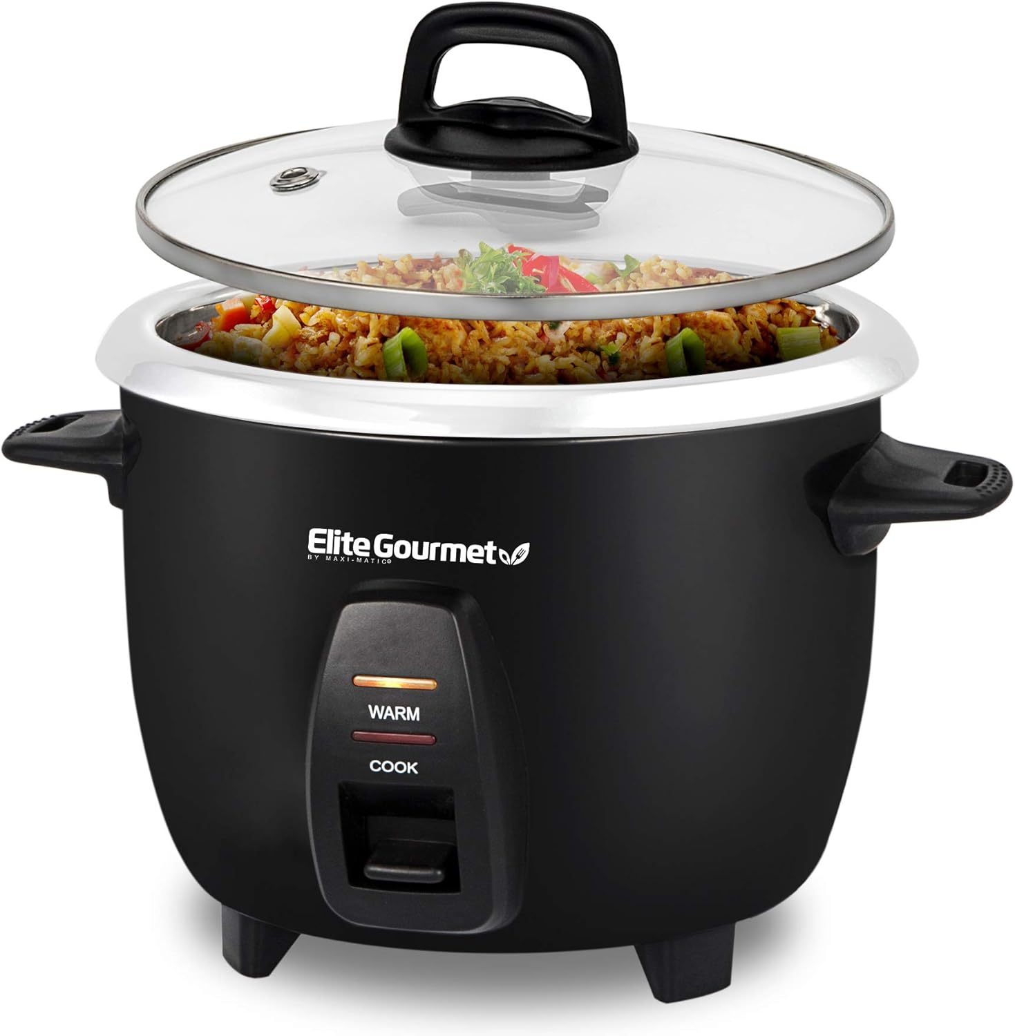 Elite Gourmet ERC2010B Electric Rice Cooker with Stainless Steel Inner Pot Makes Soups, Stews, Porridge's, Grains and Cereals, 10 cups cooked (5 Cups uncooked), Black - 2