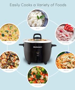 Elite Gourmet ERC2010B Electric Rice Cooker with Stainless Steel Inner Pot Makes Soups, Stews, Porridge's, Grains and Cereals, 10 cups cooked (5 Cups uncooked), Black - 3