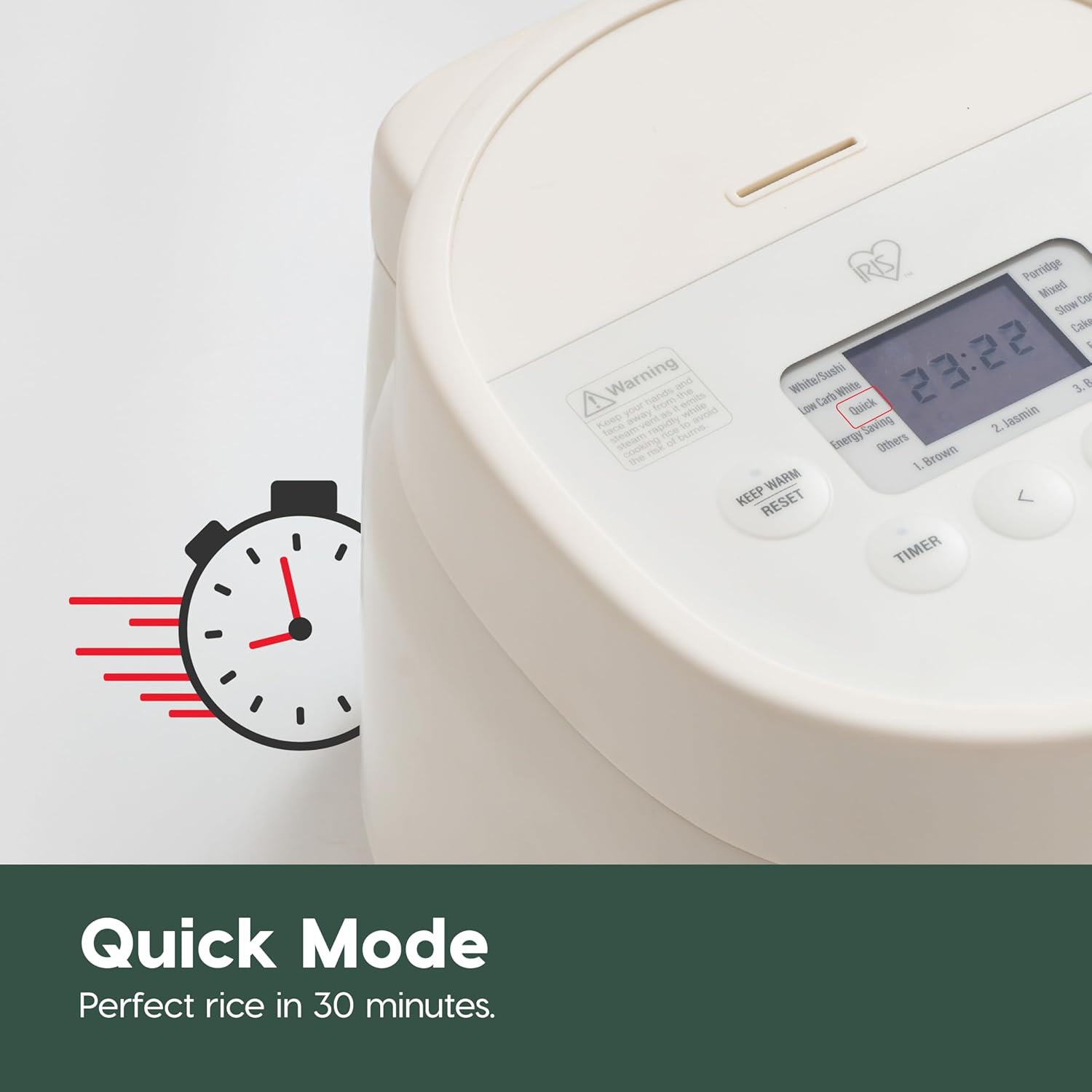 IRIS USA Micom Japanese Rice Cooker, 3-Cup Uncooked-6-Cup Cooked, Fuzzy Logic Kitchen Appliance with Recipe Presets, Slow Cooker, Steamer, Hot Pot & Warming Function - 4