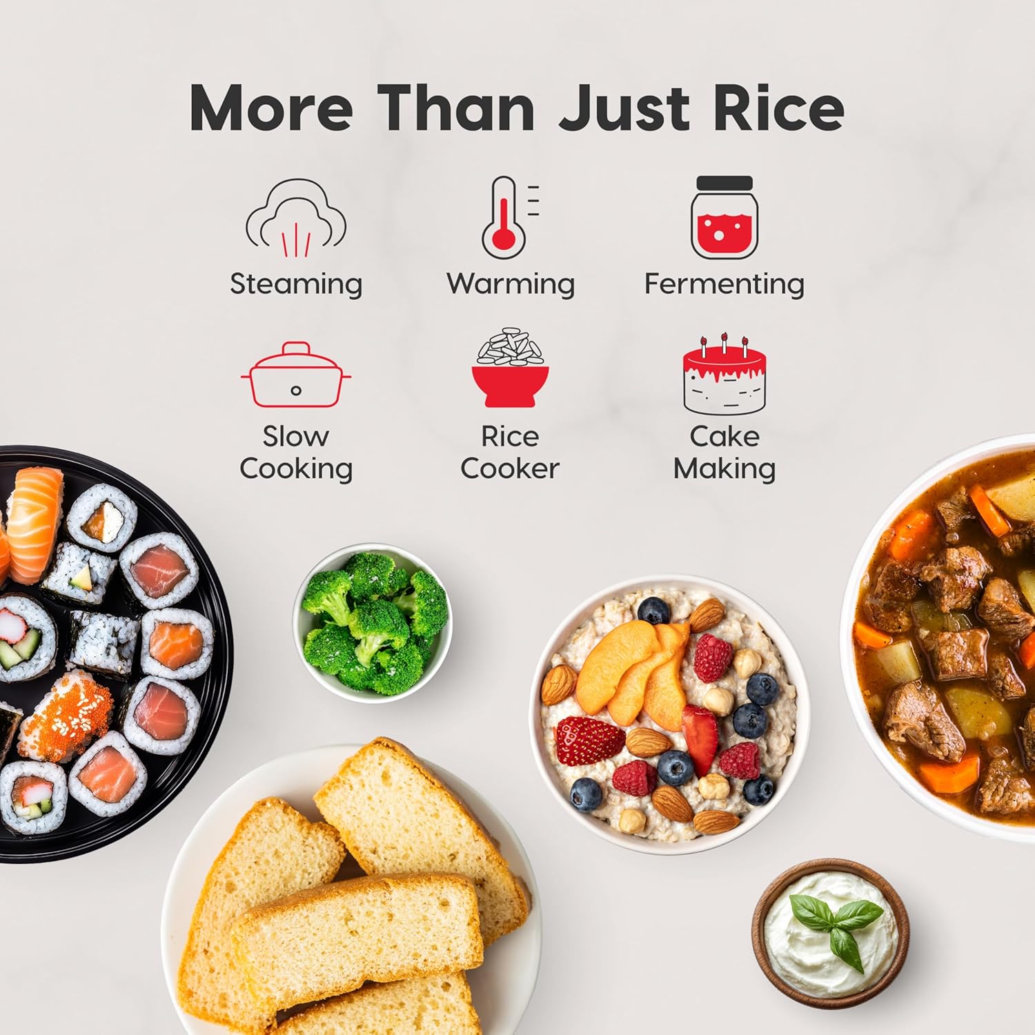 IRIS USA Micom Japanese Rice Cooker, 3-Cup Uncooked-6-Cup Cooked, Fuzzy Logic Kitchen Appliance with Recipe Presets, Slow Cooker, Steamer, Hot Pot & Warming Function - 6