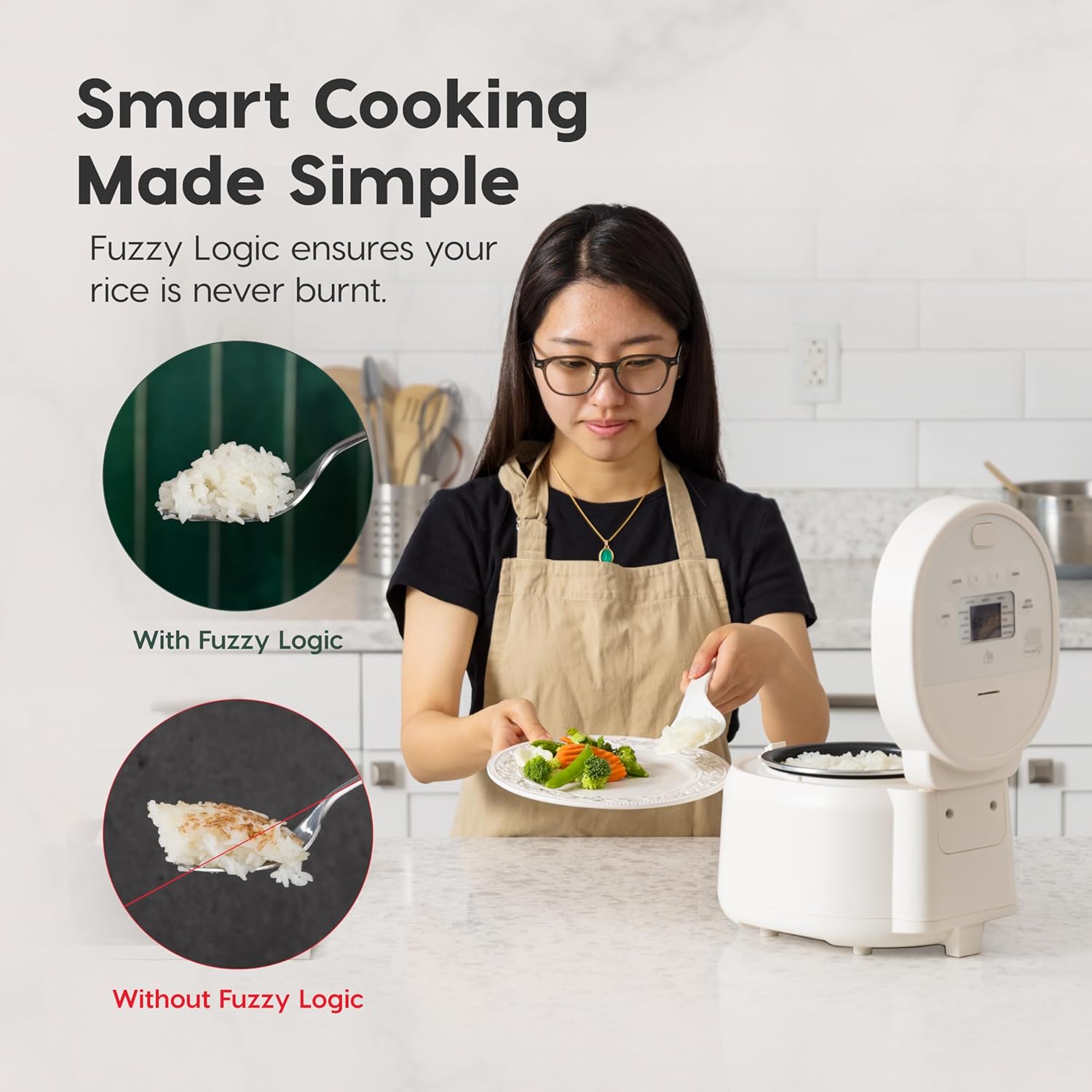 IRIS USA Micom Japanese Rice Cooker, 3-Cup Uncooked-6-Cup Cooked, Fuzzy Logic Kitchen Appliance with Recipe Presets, Slow Cooker, Steamer, Hot Pot & Warming Function - 7